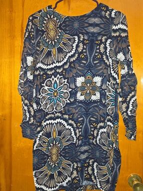 H&M Navy Floral Medallion Long Sleeve Tunic